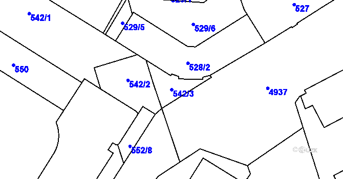 Parcela st. 542/3 v KÚ Přerov, Katastrální mapa