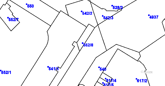 Parcela st. 552/8 v KÚ Přerov, Katastrální mapa