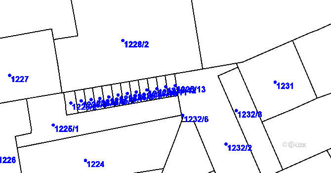 Parcela st. 1225/12 v KÚ Přerov, Katastrální mapa