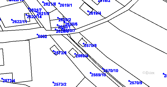 Parcela st. 2570/8 v KÚ Přerov, Katastrální mapa