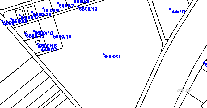 Parcela st. 6600/3 v KÚ Přerov, Katastrální mapa