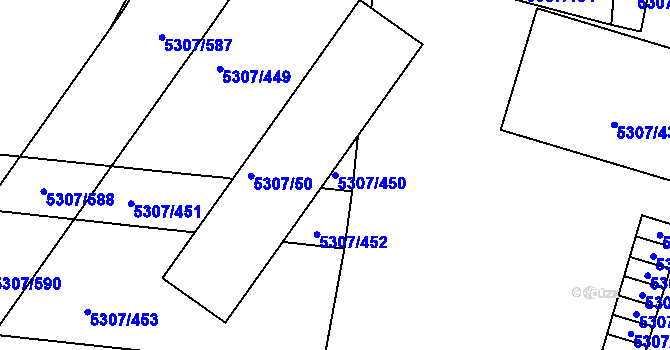 Parcela st. 5307/450 v KÚ Přerov, Katastrální mapa