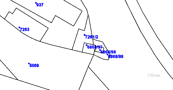 Parcela st. 6868/97 v KÚ Přerov, Katastrální mapa