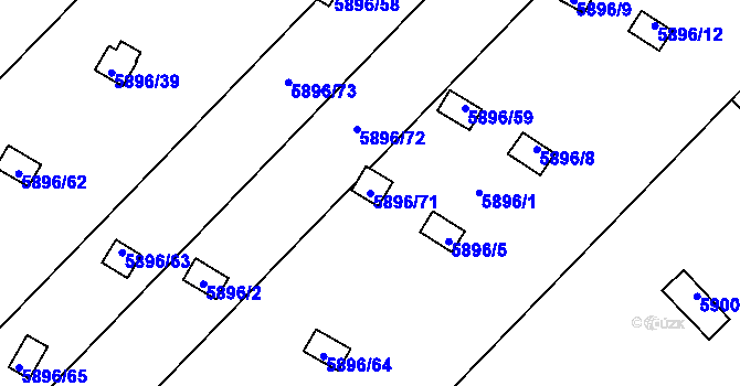 Parcela st. 5896/71 v KÚ Přerov, Katastrální mapa