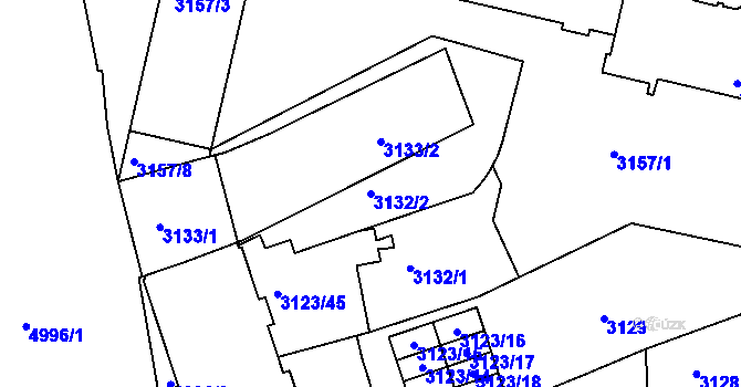 Parcela st. 3132/2 v KÚ Přerov, Katastrální mapa