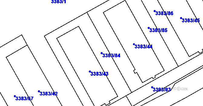 Parcela st. 3383/84 v KÚ Přerov, Katastrální mapa