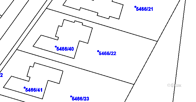 Parcela st. 5466/22 v KÚ Přerov, Katastrální mapa
