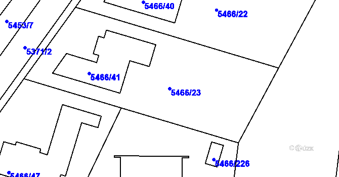 Parcela st. 5466/23 v KÚ Přerov, Katastrální mapa