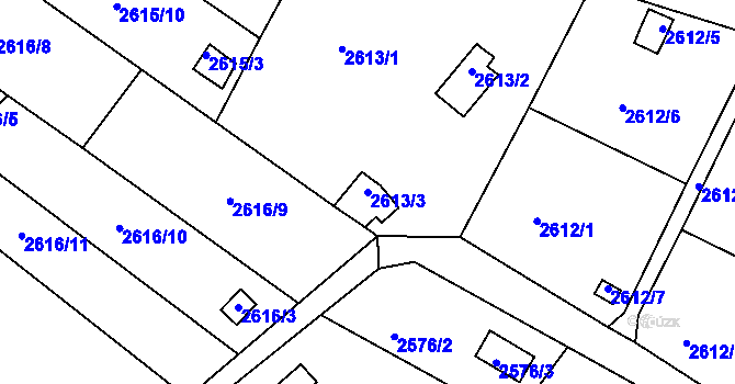 Parcela st. 2613/3 v KÚ Přerov, Katastrální mapa