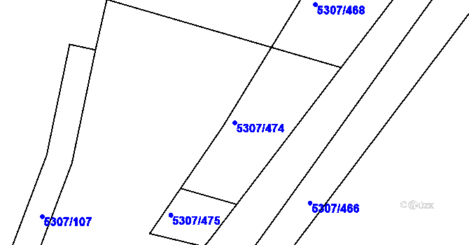 Parcela st. 5307/474 v KÚ Přerov, Katastrální mapa