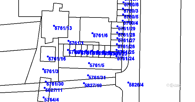 Parcela st. 5761/21 v KÚ Přerov, Katastrální mapa