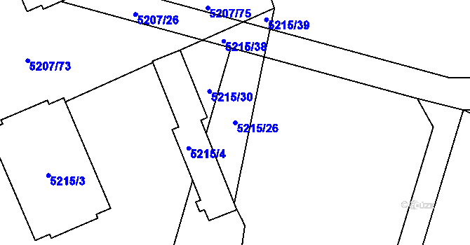 Parcela st. 5215/26 v KÚ Přerov, Katastrální mapa