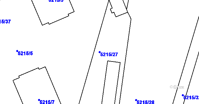 Parcela st. 5215/27 v KÚ Přerov, Katastrální mapa