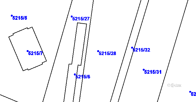 Parcela st. 5215/28 v KÚ Přerov, Katastrální mapa
