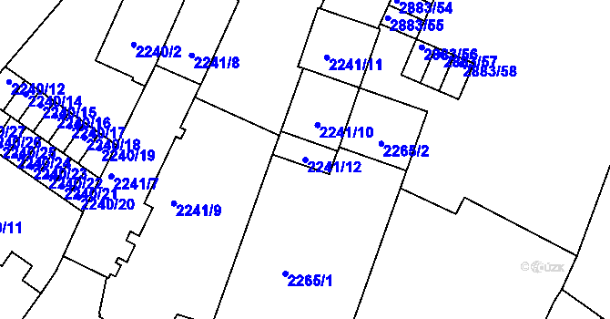 Parcela st. 2241/12 v KÚ Přerov, Katastrální mapa