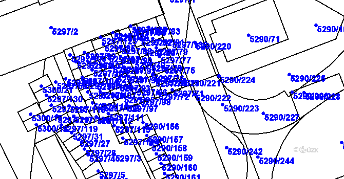Parcela st. 5297/71 v KÚ Přerov, Katastrální mapa