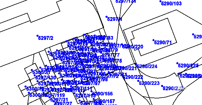 Parcela st. 5297/77 v KÚ Přerov, Katastrální mapa