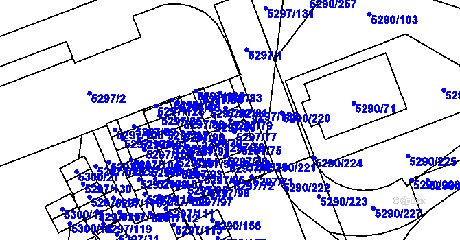 Parcela st. 5297/79 v KÚ Přerov, Katastrální mapa