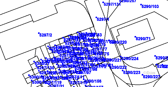 Parcela st. 5297/80 v KÚ Přerov, Katastrální mapa