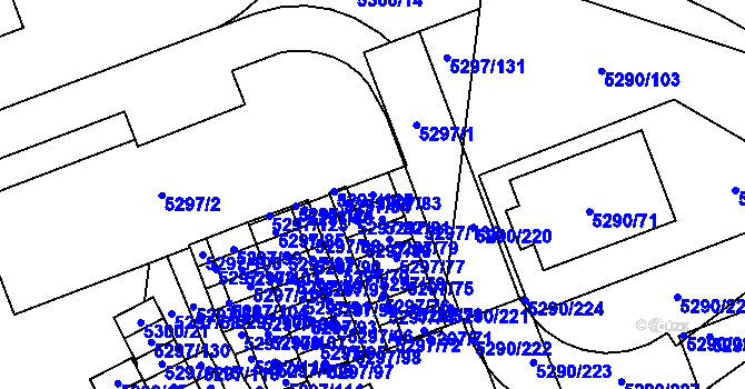 Parcela st. 5297/83 v KÚ Přerov, Katastrální mapa