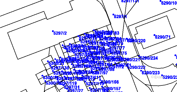 Parcela st. 5297/90 v KÚ Přerov, Katastrální mapa