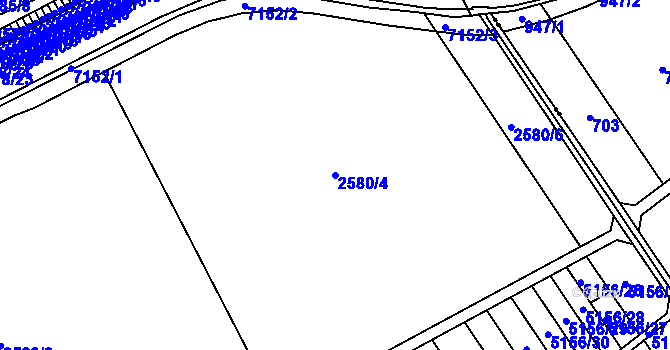 Parcela st. 2580/4 v KÚ Přerov, Katastrální mapa