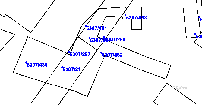 Parcela st. 5307/482 v KÚ Přerov, Katastrální mapa