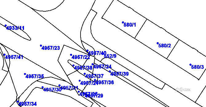Parcela st. 552/9 v KÚ Přerov, Katastrální mapa