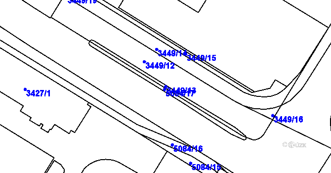 Parcela st. 3449/13 v KÚ Přerov, Katastrální mapa