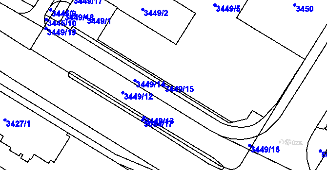 Parcela st. 3449/15 v KÚ Přerov, Katastrální mapa