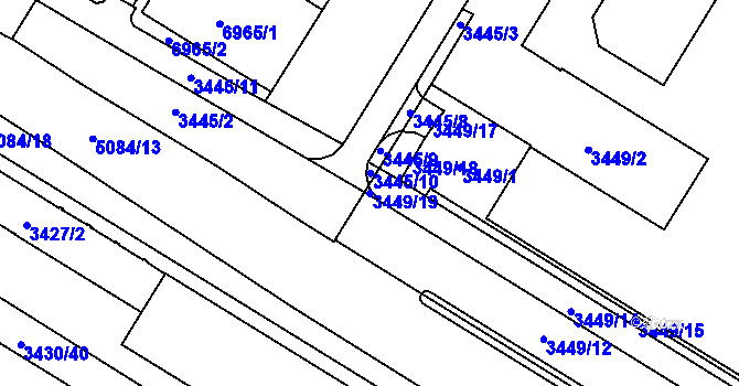 Parcela st. 3449/19 v KÚ Přerov, Katastrální mapa