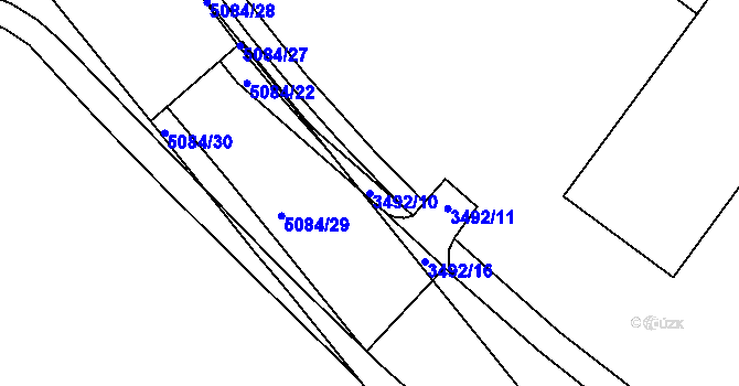 Parcela st. 3492/10 v KÚ Přerov, Katastrální mapa