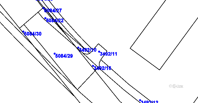 Parcela st. 3492/11 v KÚ Přerov, Katastrální mapa