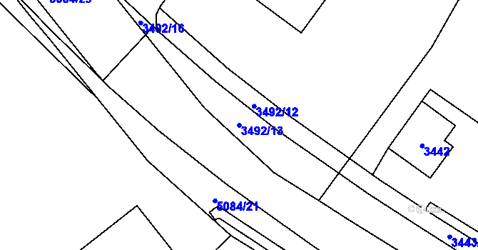 Parcela st. 3492/13 v KÚ Přerov, Katastrální mapa