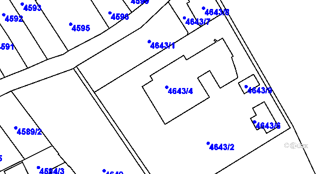 Parcela st. 4643/4 v KÚ Přerov, Katastrální mapa