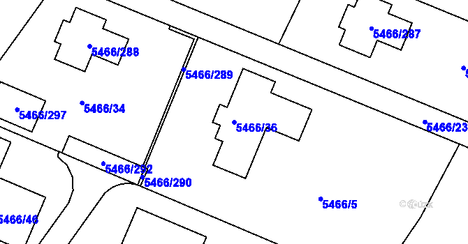 Parcela st. 5466/36 v KÚ Přerov, Katastrální mapa