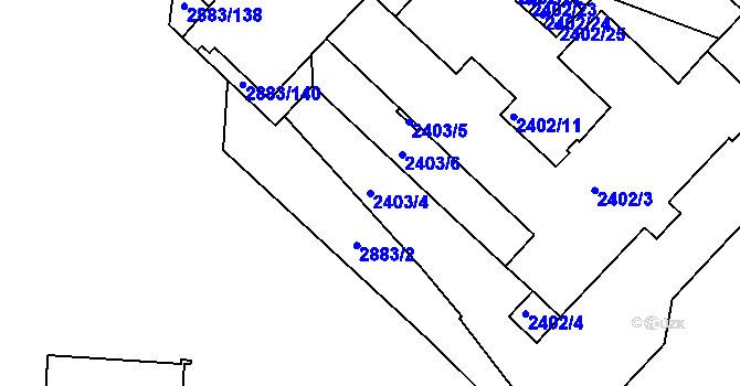 Parcela st. 2403/4 v KÚ Přerov, Katastrální mapa