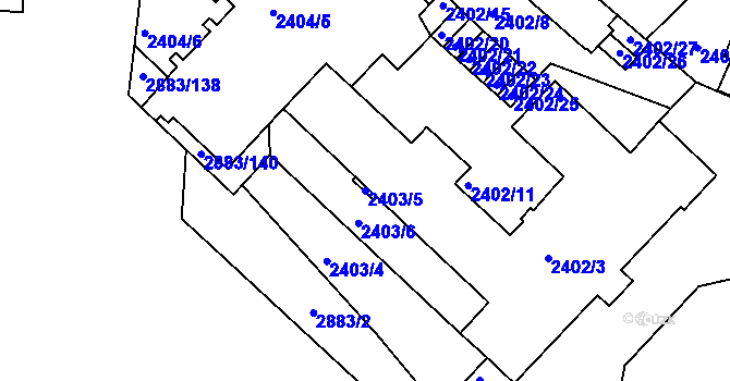 Parcela st. 2403/5 v KÚ Přerov, Katastrální mapa