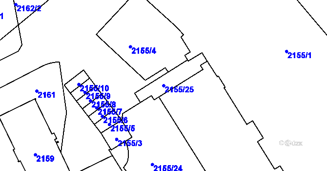 Parcela st. 2155/25 v KÚ Přerov, Katastrální mapa