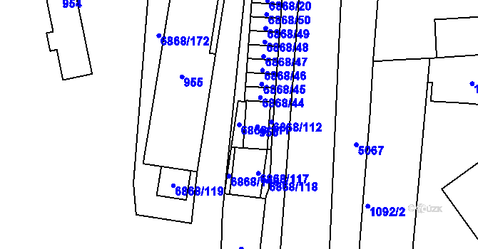 Parcela st. 6868/111 v KÚ Přerov, Katastrální mapa