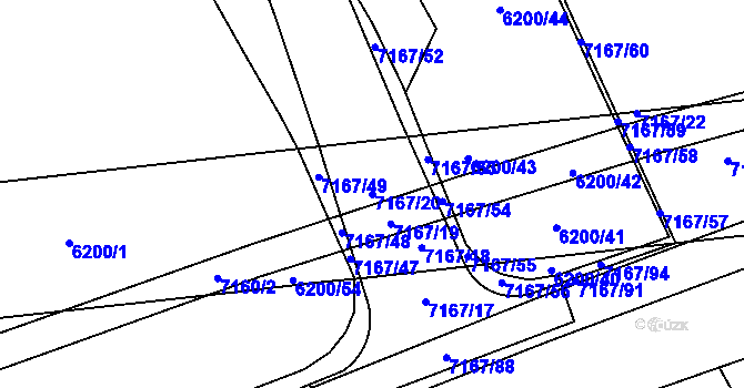Parcela st. 7167/20 v KÚ Přerov, Katastrální mapa