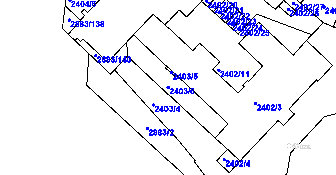 Parcela st. 2403/6 v KÚ Přerov, Katastrální mapa