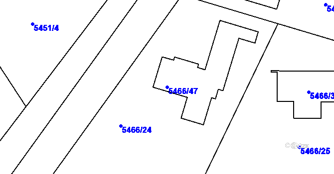 Parcela st. 5466/47 v KÚ Přerov, Katastrální mapa