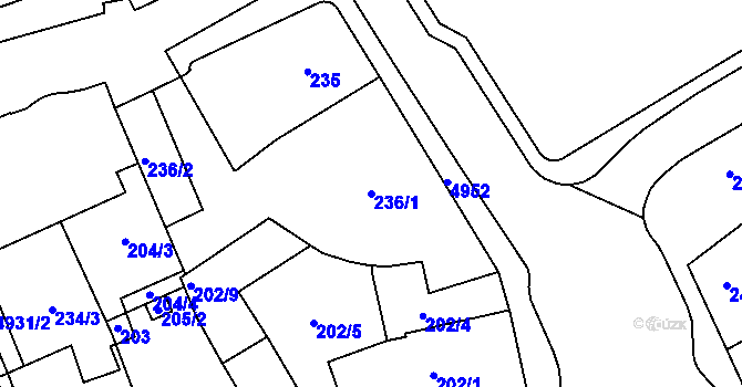 Parcela st. 236/1 v KÚ Přerov, Katastrální mapa