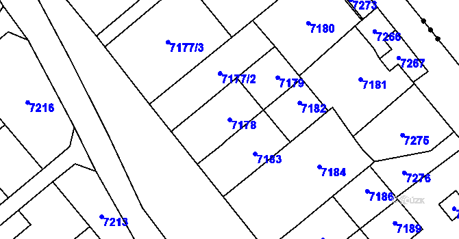 Parcela st. 7178 v KÚ Přerov, Katastrální mapa
