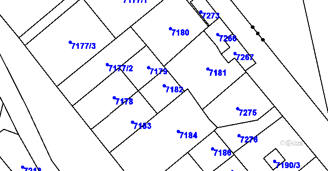 Parcela st. 7182 v KÚ Přerov, Katastrální mapa