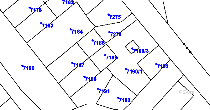 Parcela st. 7189 v KÚ Přerov, Katastrální mapa