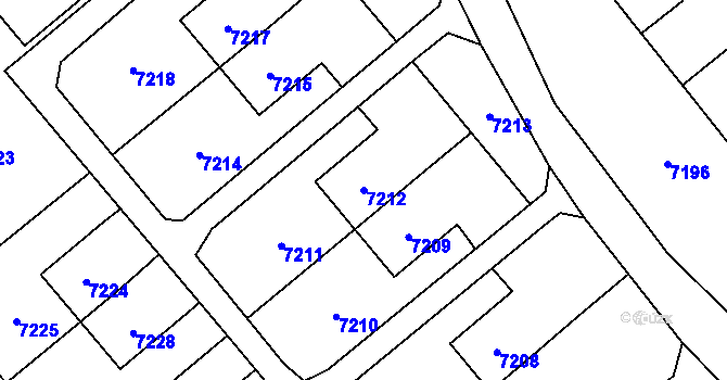 Parcela st. 7212 v KÚ Přerov, Katastrální mapa