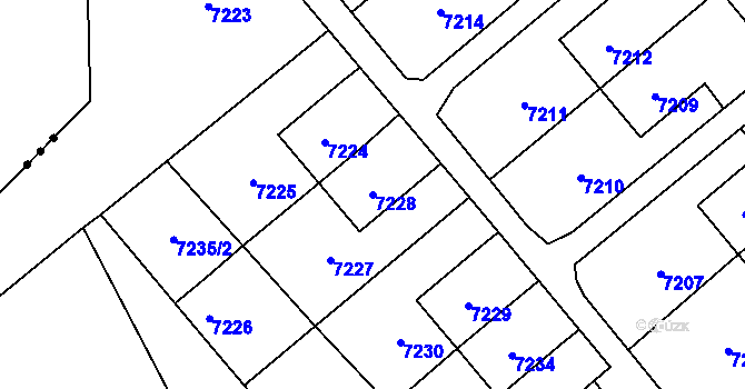 Parcela st. 7228 v KÚ Přerov, Katastrální mapa