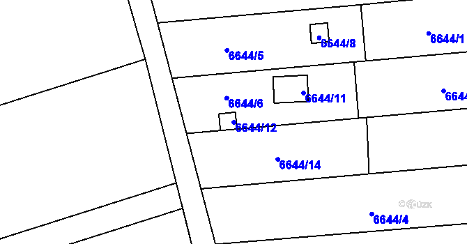 Parcela st. 6644/12 v KÚ Přerov, Katastrální mapa